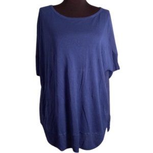 Chico's 1 M Short Sleeve Blue Popover Tunic Top Shirt